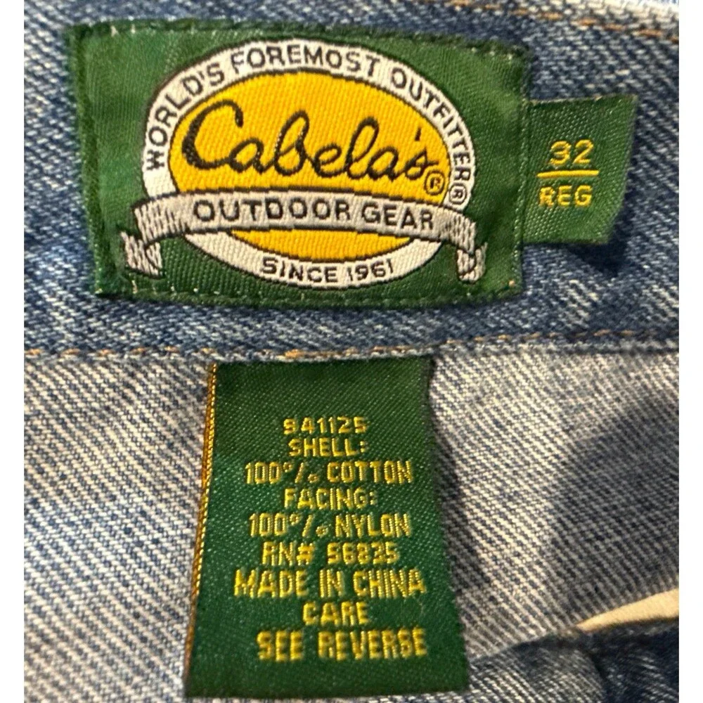 Cabelas Brush Guard Jeans 32 Reg (32x30) Blue Denin Canvas Leg Hunting Pants